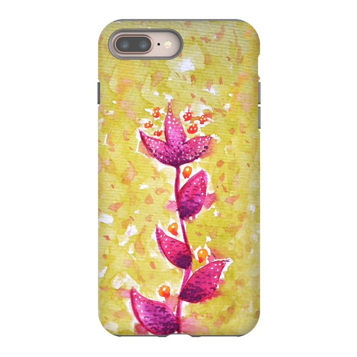 iPhone 7 plus StrongFit Abstract Watercolor Flower In Purple And Green by Boriana Giormova