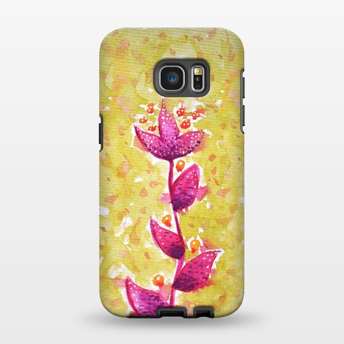 Galaxy S7 EDGE StrongFit Abstract Watercolor Flower In Purple And Green by Boriana Giormova