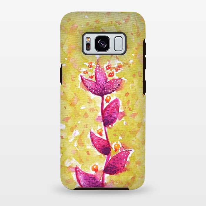 Galaxy S8 plus StrongFit Abstract Watercolor Flower In Purple And Green by Boriana Giormova