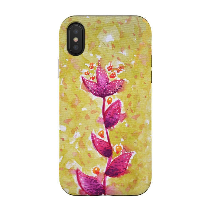 iPhone Xs / X StrongFit Abstract Watercolor Flower In Purple And Green by Boriana Giormova