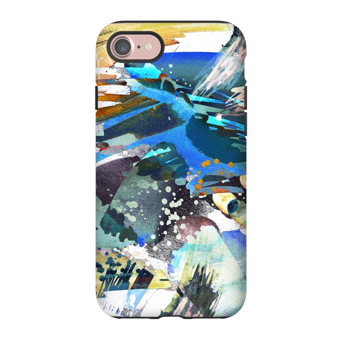 iPhone 7 StrongFit Abstract watercolor splatter and brushstrokes by Oana 