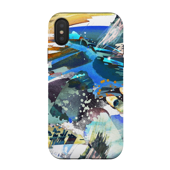 iPhone Xs / X StrongFit Abstract watercolor splatter and brushstrokes by Oana 