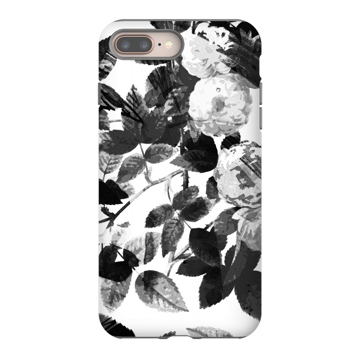 iPhone 7 plus StrongFit Black and white ink roses by Oana 