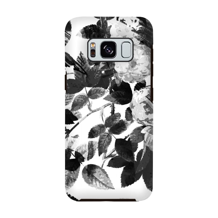 Galaxy S8 StrongFit Black and white ink roses by Oana 