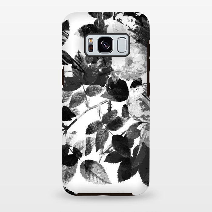 Galaxy S8 plus StrongFit Black and white ink roses by Oana 