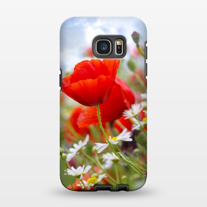 Galaxy S7 EDGE StrongFit Red & White Flowers by Bledi