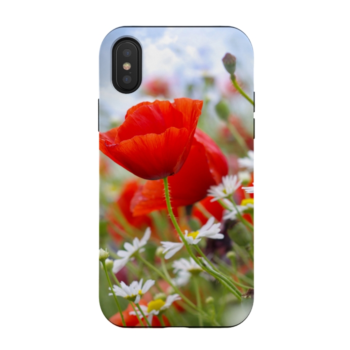 iPhone Xs / X StrongFit Red & White Flowers by Bledi