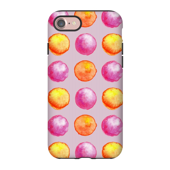 iPhone 7 StrongFit Juicy Watercolor Pink And Orange Spheres Pattern by Boriana Giormova