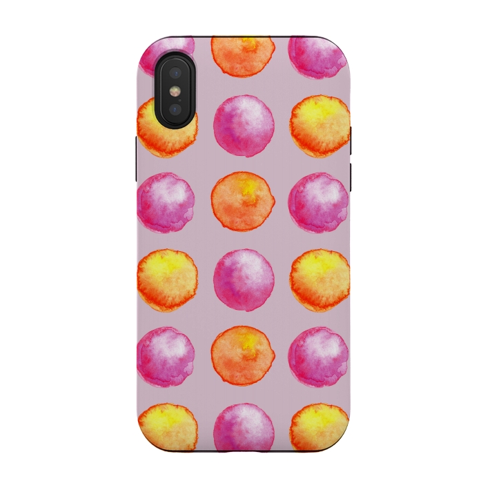 iPhone Xs / X StrongFit Juicy Watercolor Pink And Orange Spheres Pattern by Boriana Giormova