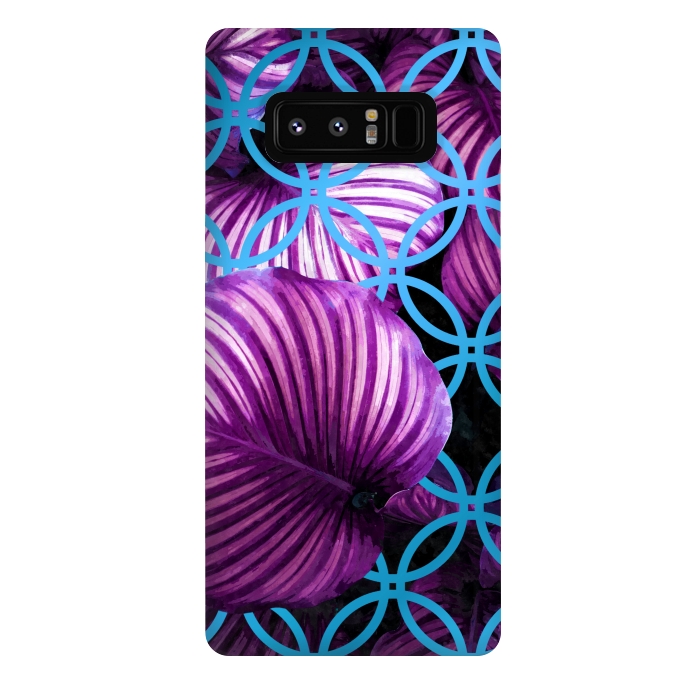 Galaxy Note 8 StrongFit Purple Leaves Blue Geometric by Alemi