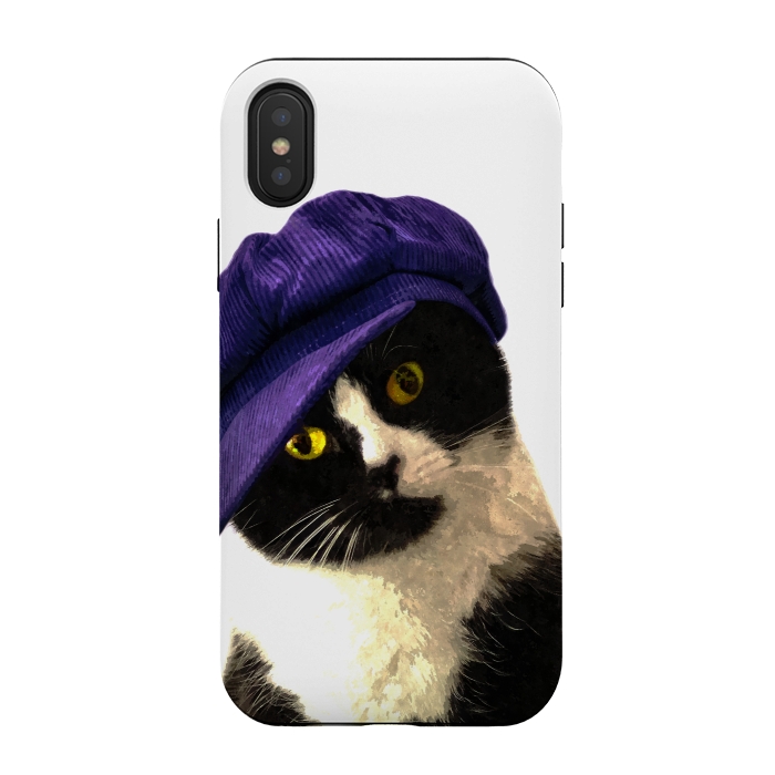 iPhone Xs / X StrongFit Cute Cat Blue Hat by Alemi