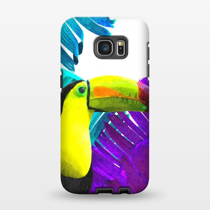Galaxy S7 EDGE StrongFit Tropical Toucan Palm Leaves by Alemi