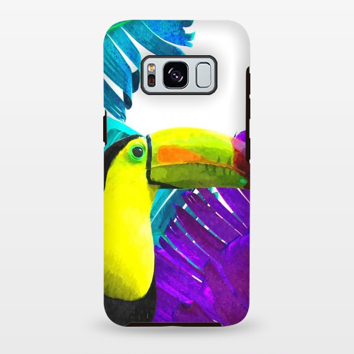 Galaxy S8 plus StrongFit Tropical Toucan Palm Leaves by Alemi