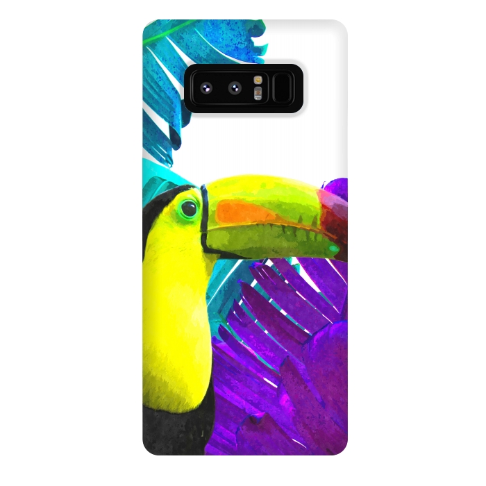 Galaxy Note 8 StrongFit Tropical Toucan Palm Leaves by Alemi