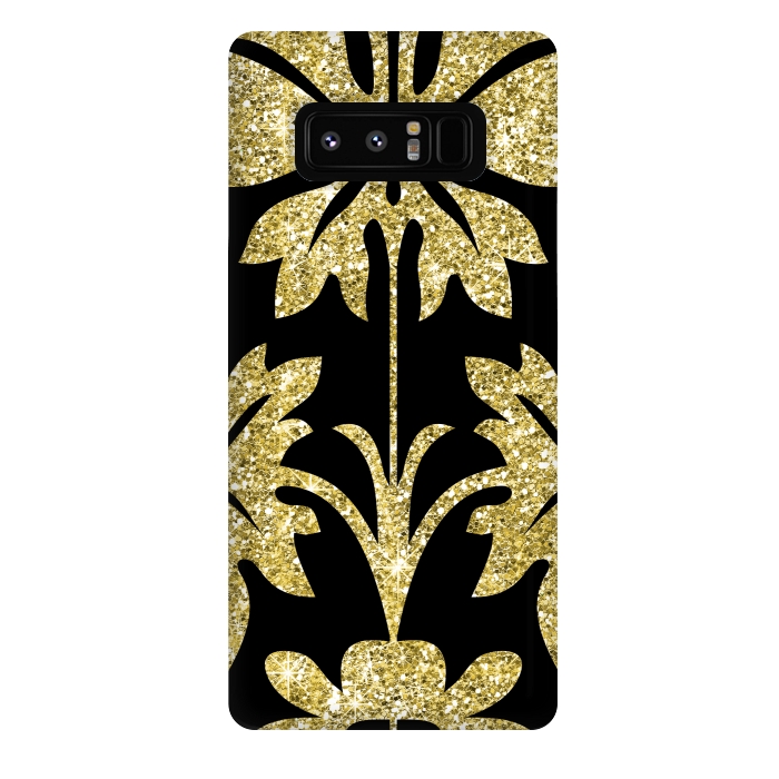 Galaxy Note 8 StrongFit Gold Glitter Black Background by Alemi