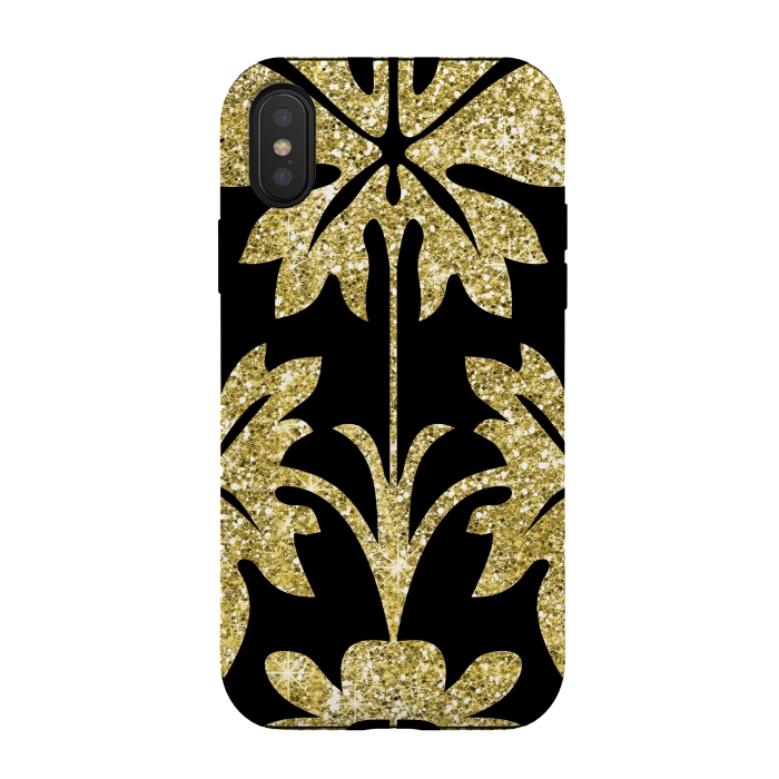 iPhone Xs / X StrongFit Gold Glitter Black Background by Alemi