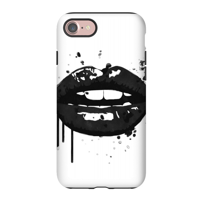 iPhone 7 StrongFit Black Lips Fashion Illustration by Alemi