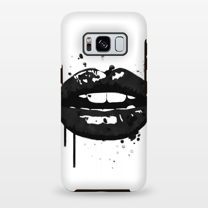 Galaxy S8 plus StrongFit Black Lips Fashion Illustration by Alemi
