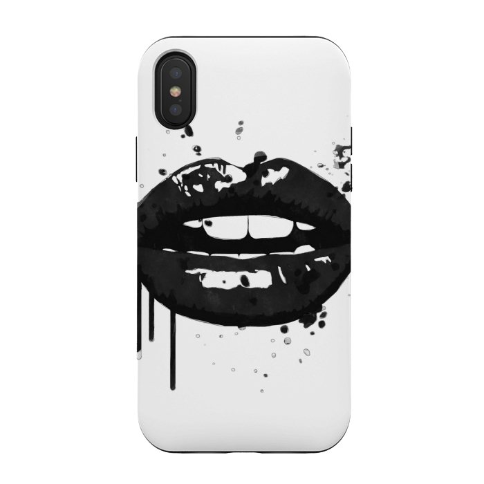 iPhone Xs / X StrongFit Black Lips Fashion Illustration by Alemi
