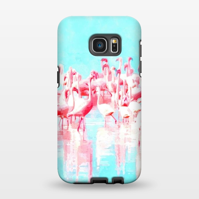 Galaxy S7 EDGE StrongFit Flamingos Tropical Illustration by Alemi