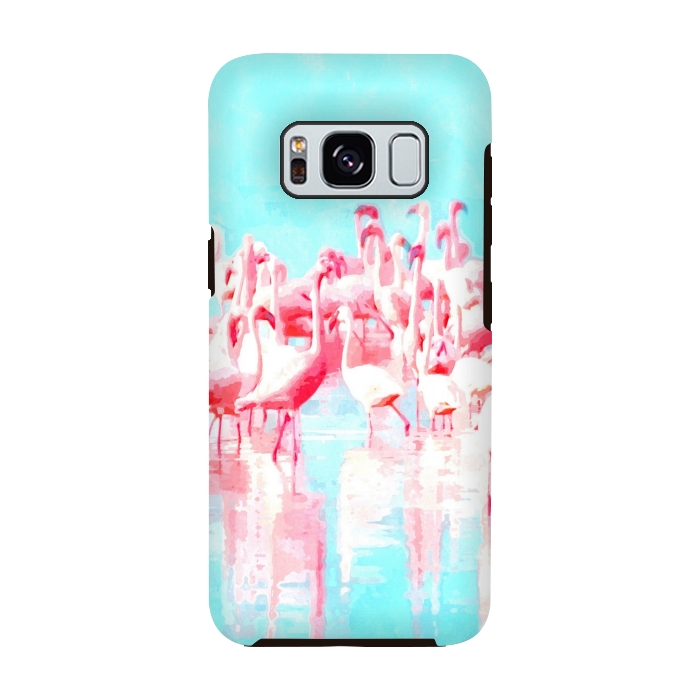 Galaxy S8 StrongFit Flamingos Tropical Illustration by Alemi