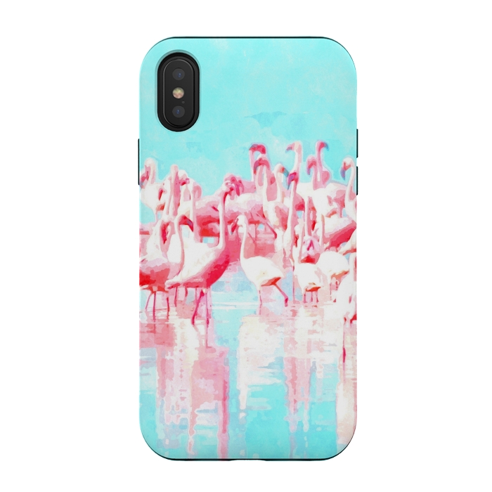 iPhone Xs / X StrongFit Flamingos Tropical Illustration by Alemi