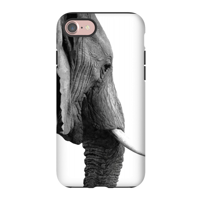 iPhone 7 StrongFit Black and White Elephant Profile by Alemi