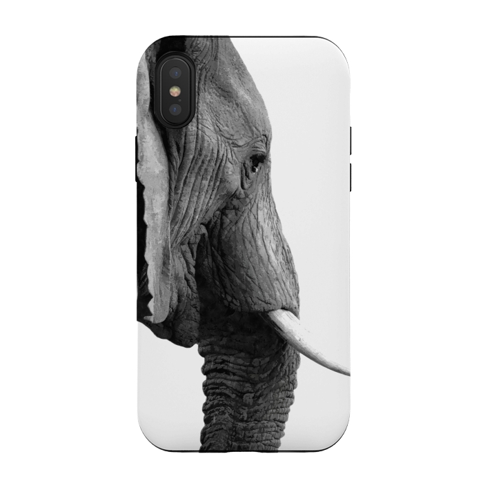 iPhone Xs / X StrongFit Black and White Elephant Profile by Alemi