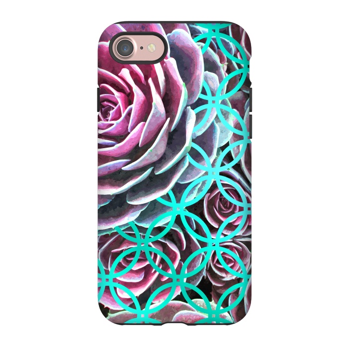 iPhone 7 StrongFit Purple Cactus Turquoise Circle by Alemi