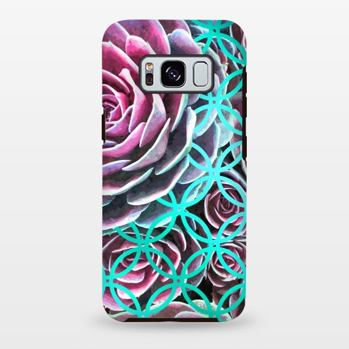Galaxy S8 plus StrongFit Purple Cactus Turquoise Circle by Alemi