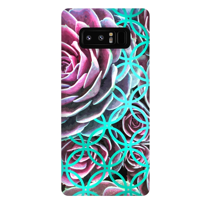Galaxy Note 8 StrongFit Purple Cactus Turquoise Circle by Alemi