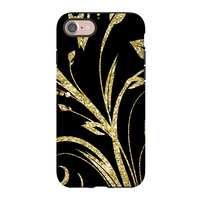 iPhone 7 StrongFit Black Gold and Glitter Pattern by Alemi