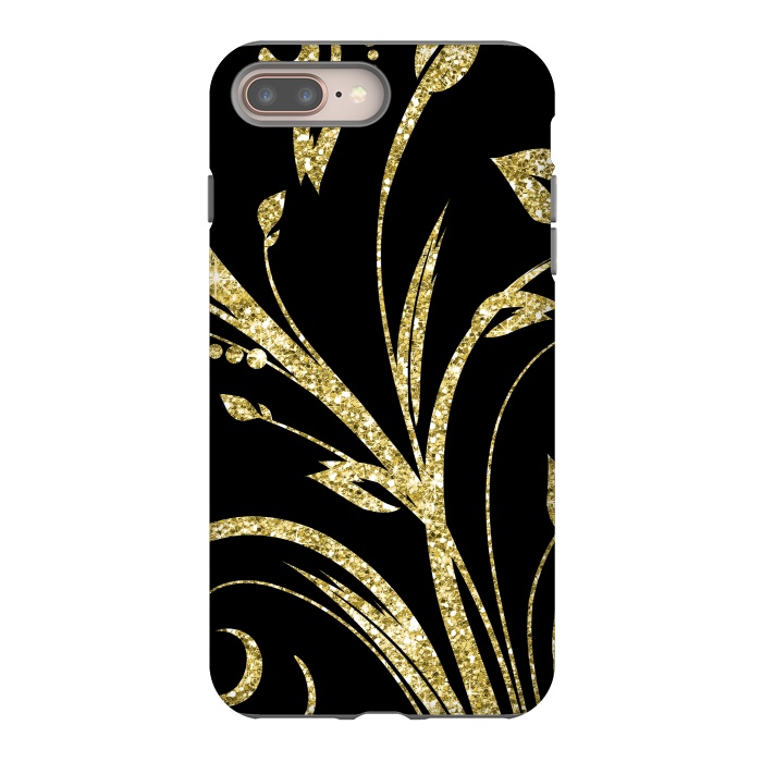 iPhone 7 plus StrongFit Black Gold and Glitter Pattern by Alemi
