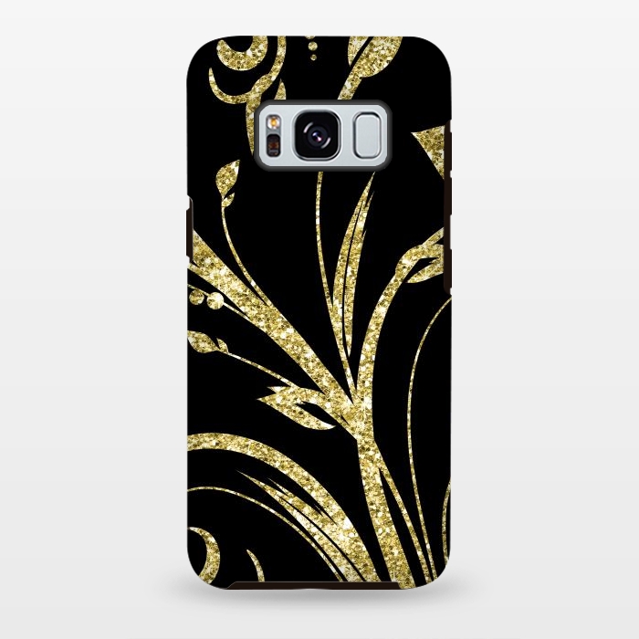 Galaxy S8 plus StrongFit Black Gold and Glitter Pattern by Alemi
