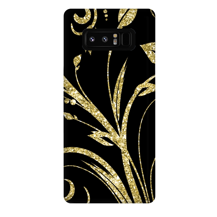Galaxy Note 8 StrongFit Black Gold and Glitter Pattern by Alemi