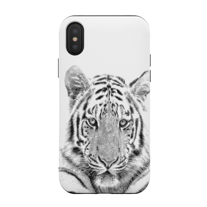 iPhone Xs / X StrongFit Black and White Tiger by Alemi