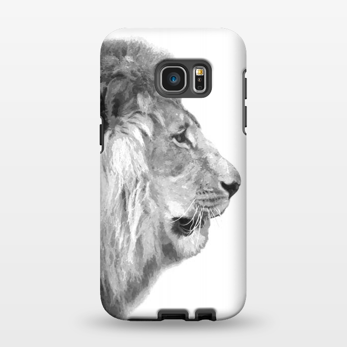 Galaxy S7 EDGE StrongFit Black and White Lion Profile by Alemi