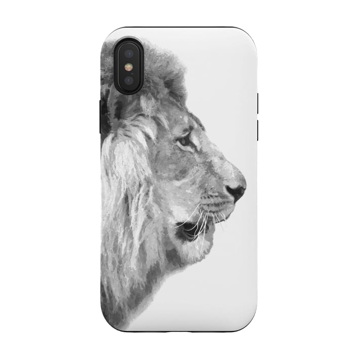 iPhone Xs / X StrongFit Black and White Lion Profile by Alemi