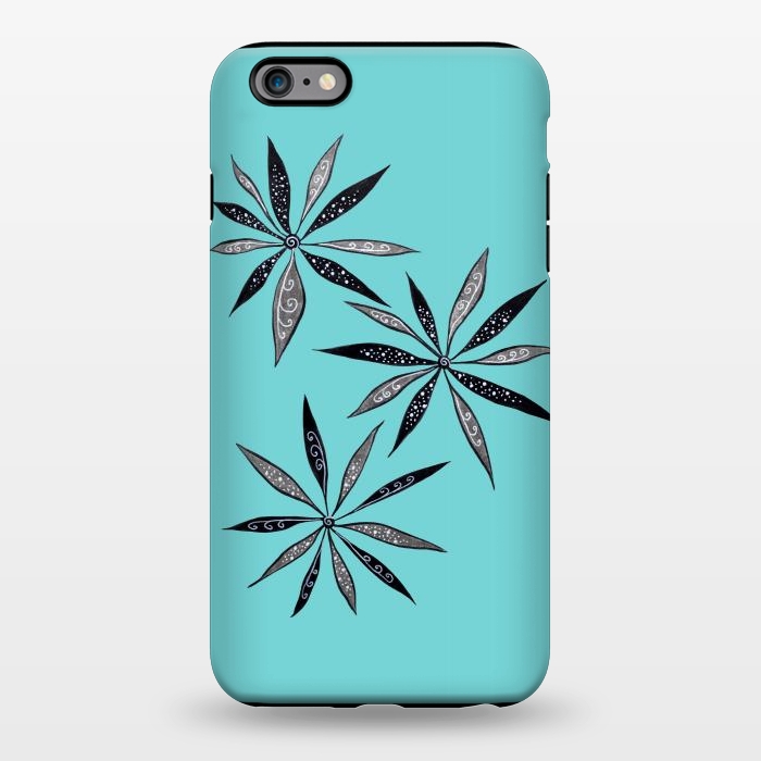 iPhone 6/6s plus StrongFit Elegant Thin Flowers With Dots And Swirls On Blue by Boriana Giormova