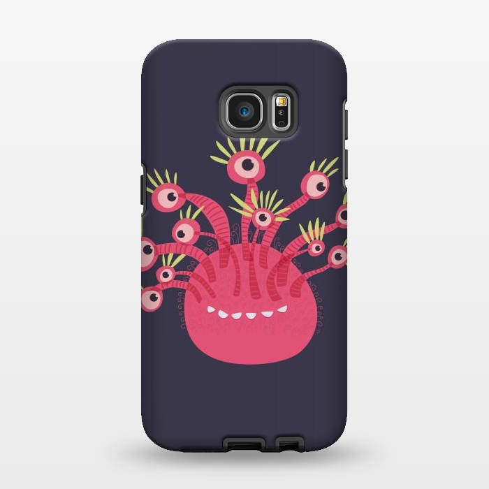 Galaxy S7 EDGE StrongFit Funny Pink Monster With Eleven Eyes by Boriana Giormova