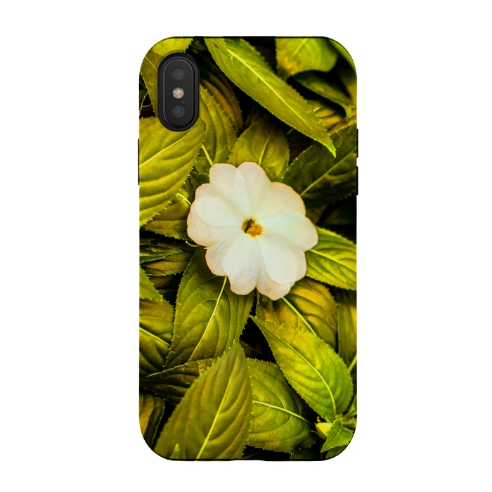 iPhone Xs / X StrongFit Leaves and White Flower by Bledi