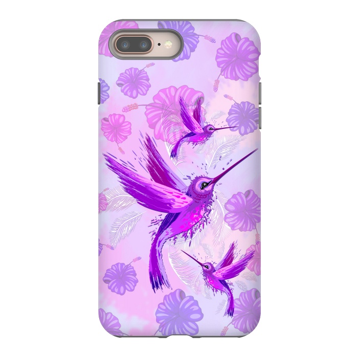 iPhone 7 plus StrongFit Hummingbird Spirit Purple Watercolor  by BluedarkArt