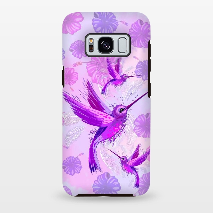 Galaxy S8 plus StrongFit Hummingbird Spirit Purple Watercolor  by BluedarkArt