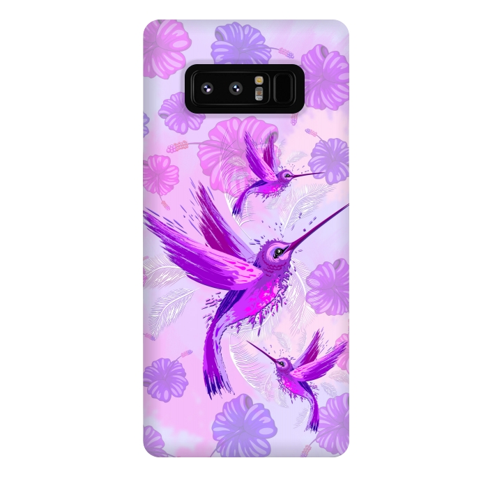 Galaxy Note 8 StrongFit Hummingbird Spirit Purple Watercolor  by BluedarkArt