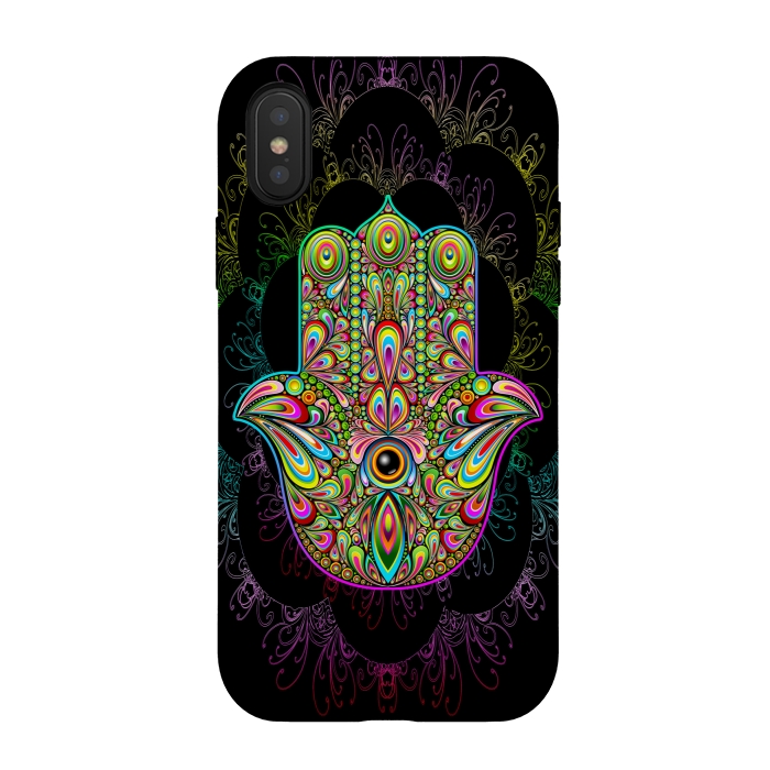 iPhone Xs / X StrongFit Hamsa Hand Psychedelic Amulet  by BluedarkArt