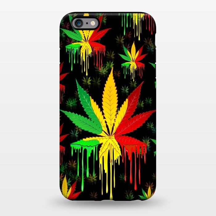iPhone 6/6s plus StrongFit Marijuana Leaf Rasta Colors Dripping Paint by BluedarkArt