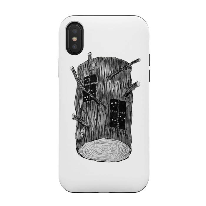 iPhone Xs / X StrongFit Tree Log With Mysterious Forest Creatures by Boriana Giormova