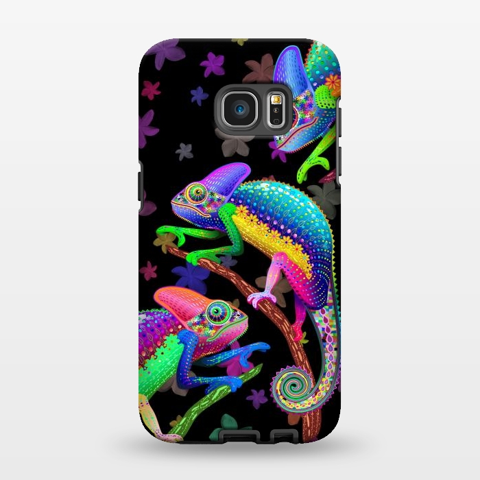 Galaxy S7 EDGE StrongFit Chameleon Fantasy Rainbow Colors by BluedarkArt