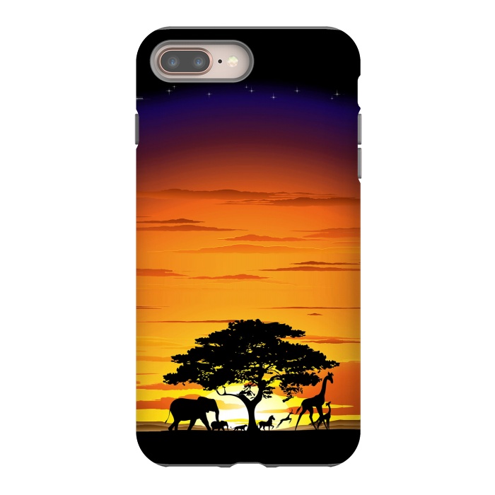 iPhone 7 plus StrongFit Wild Animals on African Savanna Sunset  by BluedarkArt