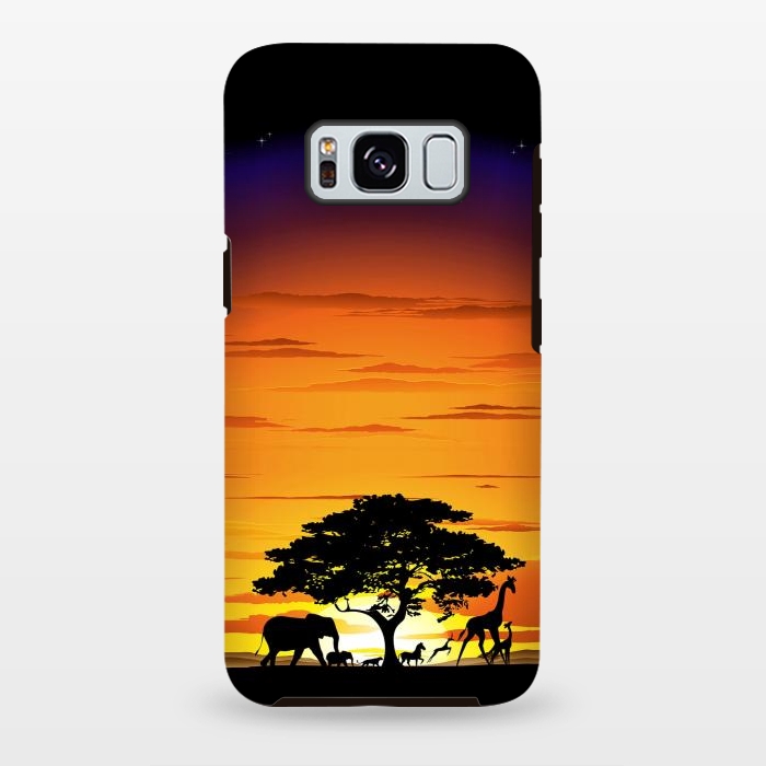 Galaxy S8 plus StrongFit Wild Animals on African Savanna Sunset  by BluedarkArt